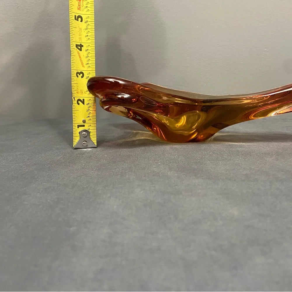 VTG Mid Century Murano Style Trinket Dish Or Ashtray Golden Amber Yellow Retro - Picture 13 of 17